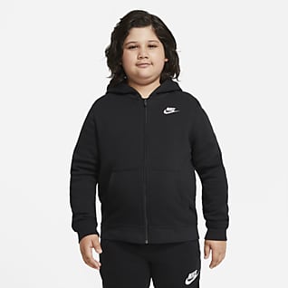 Nike Sportswear Club Fleece Huvtröja med hel dragkedja för ungdom (killar) (utökade storlekar)