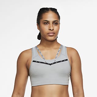 Nike Dri-FIT Swoosh Sport-BH mit mittlerem Halt, einteiligem Polster und Trägerdesign für Damen