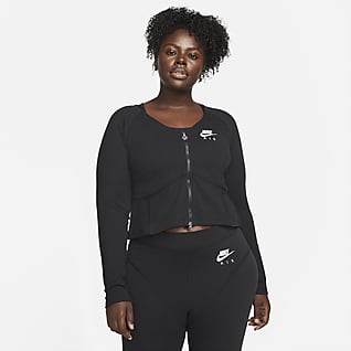 Nike Air Langærmet overdel i rib med lynlås i fuld længde til kvinder (plus size)