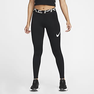 Nike Pro Dri-FIT Γυναικείο κολάν προπόνησης μεσαίου ύψους με φάσες από διχτυωτό υλικό