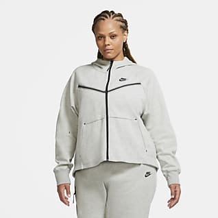 Nike Sportswear Tech Fleece Windrunner Hettejakke med hel glidelås til dame (Plus Size)