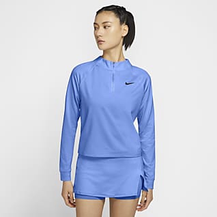 NikeCourt Dri-FIT Victory Damska koszulka do tenisa z długim rękawem i zamkiem 1/2