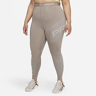 Nike Pro Dri-FIT Leggings con gráfico de cintura alta de 7/8 para mujer (talla grande)