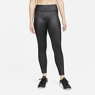 Nike Dri-FIT One Γυναικείο κολάν μεσαίου ύψους με γυαλιστερή όψη