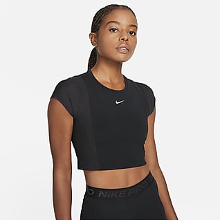 Nike Pro Dri-FIT Kortærmet croptop til kvinder