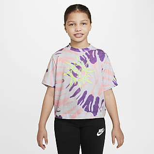 Nike Sportswear Playera tie-dye de corte cuadrado para niña talla grande