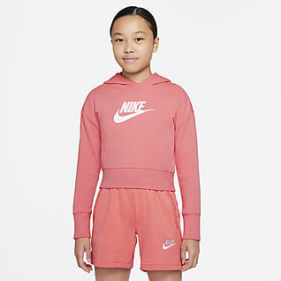 Nike Sportswear Club Fransız Havlu Kumaşı Kısaltılmış Genç Çocuk (Kız) Kapüşonlu Üst