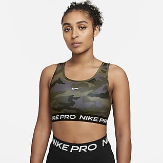 Nike Pro Swoosh Bra deportivo con camuflaje y almohadilla de una sola pieza de sujeción media para mujer