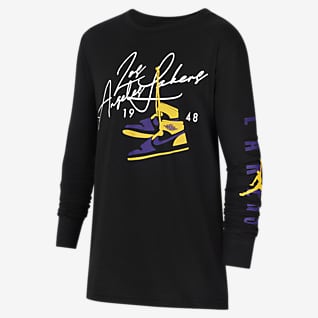 Los Angeles Lakers Courtside T-shirt z długim rękawem dla dużych dzieci Jordan