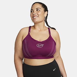 Nike Dri-FIT Indy Icon Clash Sports-BH med lett støtte, polstring og grafikk til dame (Plus Size)
