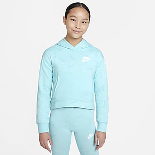 Nike Sportswear Sudadera con capucha estampada de tejido Fleece para niña talla grande