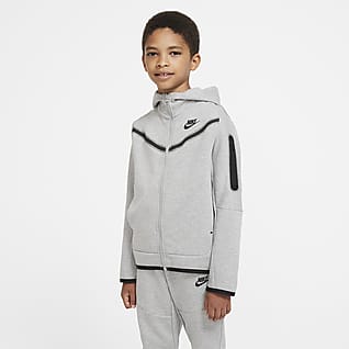 Nike Sportswear Tech Fleece Mikina s kapucí a zipem po celé délce pro větší děti (chlapce)
