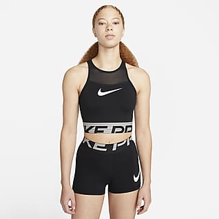 Nike Pro Dri-FIT Grafik-Trainingsoberteil mit verkürztem Schnitt für Damen