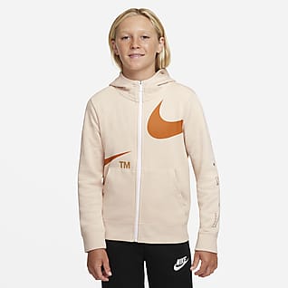 Nike Sportswear Swoosh Hoodie de lã cardada com fecho completo Júnior (Rapaz)