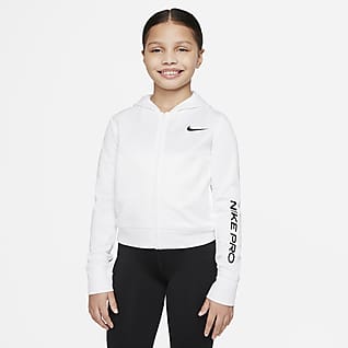 Nike Pro Therma-FIT Hættetrøje med lynlås til større børn (piger)