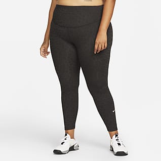 Nike Dri-FIT One Mönstrade leggings med medelhög midja för kvinnor (Plus Size)