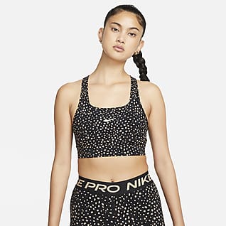 Nike Dri-FIT Swoosh 女款中度支撐型一片式襯墊網布肩帶運動內衣