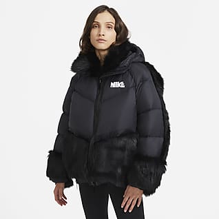 nike puffer jacket women's black