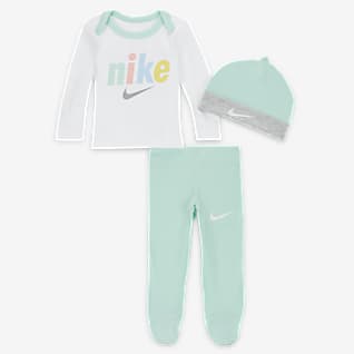 Nike Baby Hat, Crew and Footed Pants Set (P-3M)