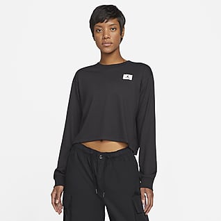 long sleeve black crew neck top