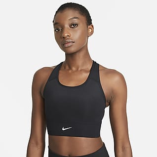 Nike Dri-FIT Swoosh Damski stanik sportowy o wydłużonym kroju z jednoczęściową wkładką zapewniający średnie wsparcie