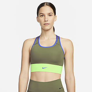 Nike Dri-FIT Swoosh Sutiã de desporto de linha comprida de suporte médio com almofada de peça única para mulher