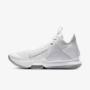 White LeBron James Shoes. Nike.com