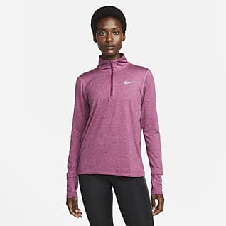 Nike Женская беговая футболка с молнией на половину длины