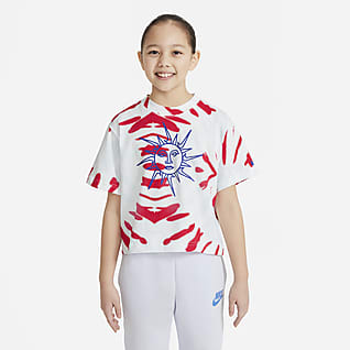 Nike Sportswear Playera tie-dye de corte cuadrado para niña talla grande
