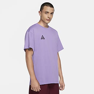 purple white nike shirt