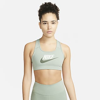 Nike Dri-FIT Swoosh Sport-BH mit mittlerem Halt, einteiligem Polster und Grafik für Damen