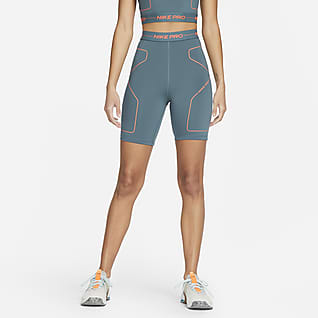 Nike Pro Dri-FIT Calções de treino de 18 cm de cintura subida para mulher