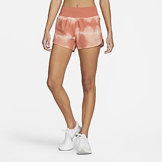 Nike Dri-FIT Eclipse Laufshorts mit halbhohem Bund und Print für Damen