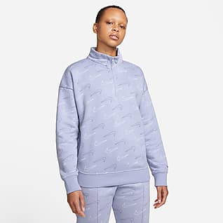 Nike Sportswear Fleece-Metallic-Pullover mit Viertelreißverschluss für Damen