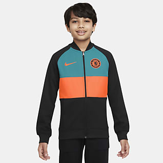 Chelsea FC Fußball Track-Jacket mit durchgehendem Reißverschluss für ältere Kinder
