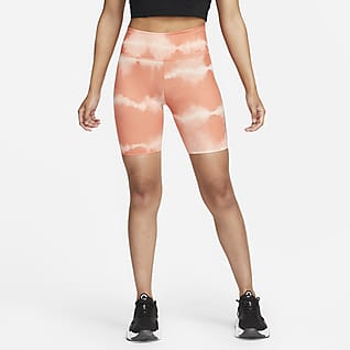 Nike Dri-FIT One Luxe Calções de treino estampados de 18 cm de cintura normal para mulher