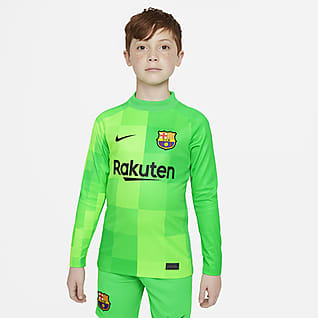 F.C. Barcelona 2021/22 Stadium Goalkeeper Older Kids' Long-Sleeve Football Shirt