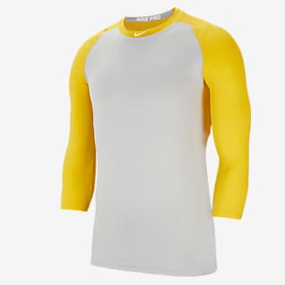 yellow nike compression shirt