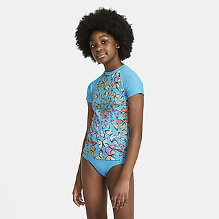 Nike Big Kids' (Girls') Short-Sleeve 2-Piece Swim Set