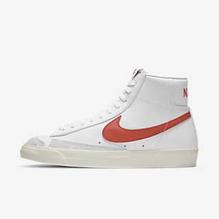 white nike mid top shoes