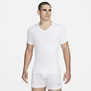 Nike Dri-FIT Essential Cotton Stretch Camiseta interior de ajuste slim con cuello en V (paquete de 2)