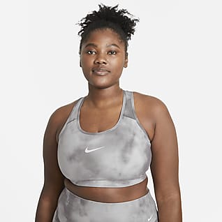 Nike Swoosh Icon Clash Bra deportivo estampado sin almohadilla con teñido tie-dye de media sujeción talla grande para mujer 