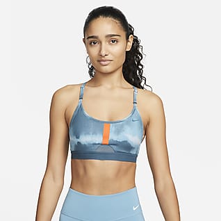 Nike Dri-FIT Indy Bra imbottito a sostegno leggero con stampa all-over – Donna