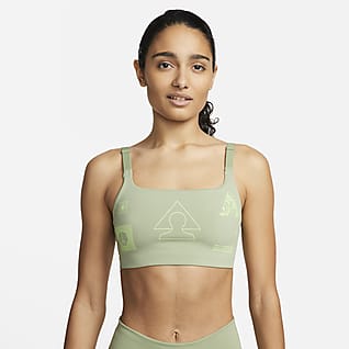 Nike Yoga Dri-FIT Indy Enyhe tartást adó, párnázás nélküli, mintás női sportmelltartó