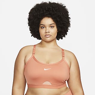 Nike Dri-FIT Indy Bra deportivo acolchonado de sujeción ligera con cuello en U para mujer (talla grande)