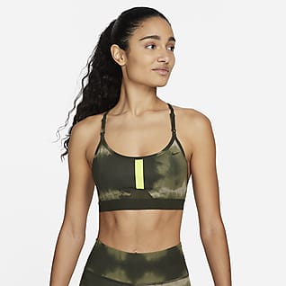 Nike Dri-FIT Indy Bra deportivo estampado por completo con almohadillas y baja sujeción para mujer