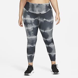 Nike Dri-FIT One Luxe Trainingslegging met halfhoge taille en print voor dames (Plus Size)