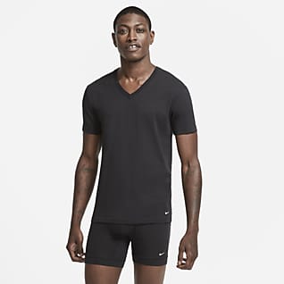 Nike Everyday Cotton Stretch Camiseta interior de cuello en V de ajuste entallado para hombre (paquete de 2)