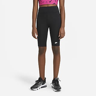 Nike Sportswear Cykelshorts med hög midja 23 cm för ungdom (tjejer)