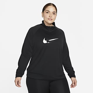 Nike Dri-FIT Swoosh Run Capa media de running de cierre de 1/4 para mujer talla grande
